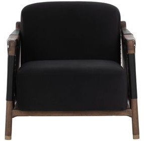 Caldwell Abbington Black and Onyx Leather Upholstered Lounge Chair