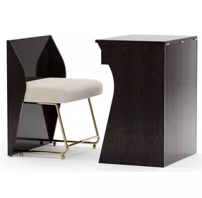 Kismet Otter Gloss and Ivory Upholstered Vanity with Rectangular Mirror and Chair