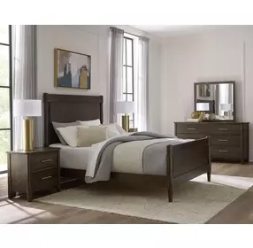 Nordhaven Nordic Walnut Poster Bedroom Set
