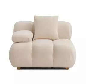 Calliope Off White Performance Velvet Modular Corner Chair with Pillow