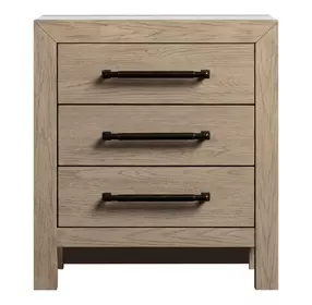 Cornerstone French Oak and White 3 Drawer Stone Top Nightstand
