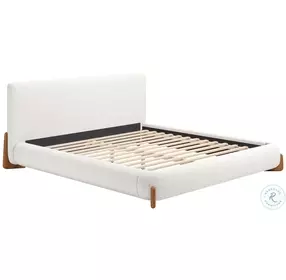Baris Ivory King Upholstered Panel Bed