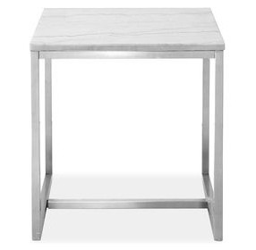 Isolde White and Brushed Nickel Rectangular Marble Top End Table