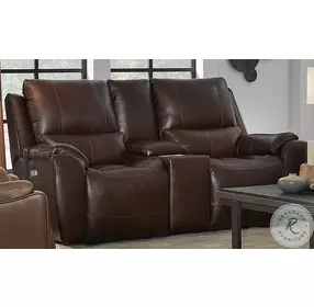 Westchester Palermo Chocolate Power Headrest Double Reclining Console Loveseat