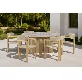Sedona Natural Round Outdoor Dining Room Set