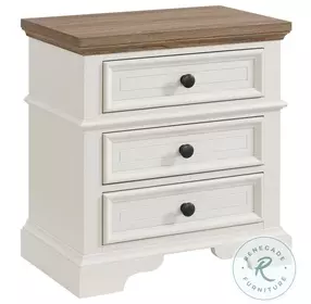 Ulysses Off White And Brown 3 Drawer Youth Nightstand