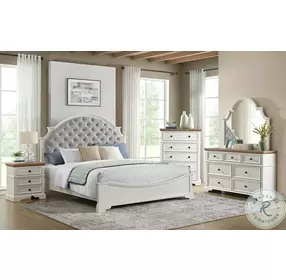 Ulysses Off White And Light Grey Upholstered Panel Bedroom Set
