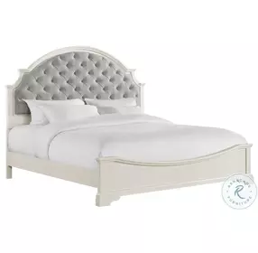 Ulysses Off White And Light Grey King Upholstered Panel Bed