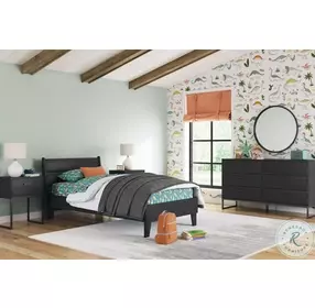 Socalle Matte Black Youth Platform Bedroom Set