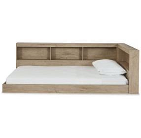 Oliah Natural Twin Bookcase Storage Bed with USB Charging