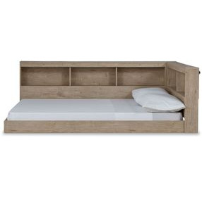 Oliah Natural Full Bookcase Storage Bed with USB Charging