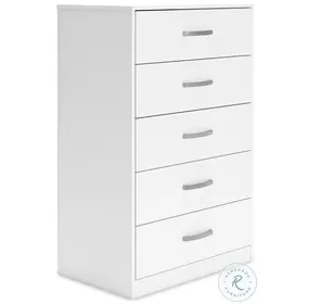 Flannia White Large 5 Drawer Chest