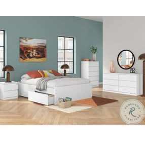 Onita White Platform Bedroom Set with 1 Side Storage