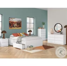 Onita White Platform Bedroom Set with 1 Side Storage