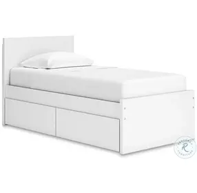 Onita White Twin Panel Bed with 1 Side Storage