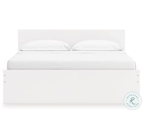 Onita White King Panel Bed with 1 Side Storage