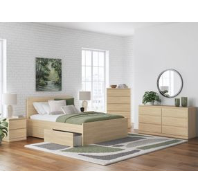 Onita Natural Panel Storage Platform Bedroom Set with 2 Drawers