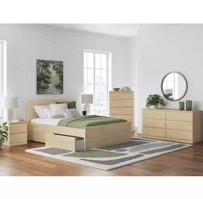 Onita Natural Panel Storage Platform Bedroom Set with 2 Drawers
