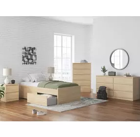 Onita Natural Youth Platform Storage Bedroom Set with 2 Drawers
