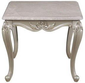 Monique Champagne and Beige Square Marble Top End Table