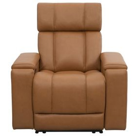 Phoenix Autumn Caramel Leather Zero Gravity Power Recliner with LED and USB Charging