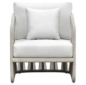 Alexa Outdoor Seating White Upholstered Outdoor Lounge Chair with Pillow