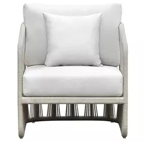 Alexa Outdoor Seating White Upholstered Outdoor Lounge Chair with Pillow