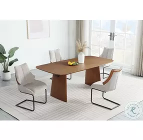 Eden Walnut Dining Room Set with Melanie Taupe Cantilever Side Chair