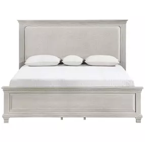 Silver Sands Gray California King Upholstered Panel Bed