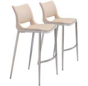 Ace Light Pink And Brushed Stainless Steel Bar Stool Set Of 2