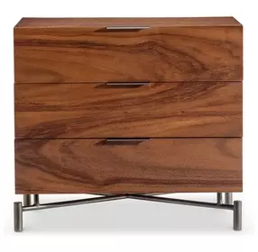 Brasea Lume and Tungsten 3 Drawer Nightstand with USB Charging