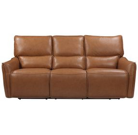 Portland Desert Leather 84" Lay Flat Power Reclining Sofa with Power Headrest and USB Charging