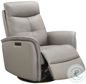 Kelly Gray Leather Swivel Glider Power Recliner with Power Headrest