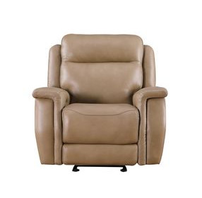 Fischer Saddle Leather Glider Power Recliner with Power Headrest and USB Charging