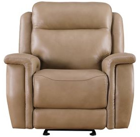 Fischer Saddle Leather Glider Power Recliner with Power Headrest and USB Charging