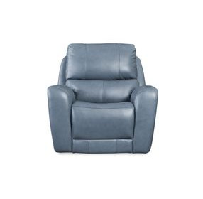 Bel Air Persian Blue Leather Glider Power Recliner with Power Headrest and USB Charging