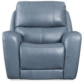 BelleAvenue Persian Blue Leather Glider Power Recliner with Power Headrest and USB Charging