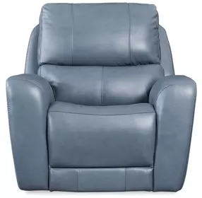BelleAvenue Persian Blue Leather Glider Power Recliner with Power Headrest and USB Charging