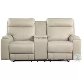 Bryant Taupe Leather Power Reclining Console Loveseat