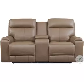 Bryant Tuscan Tan Leather 76" Power Reclining Console Loveseat