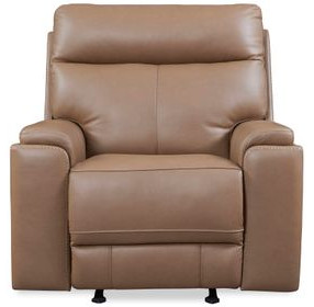 Bryant Tuscan Tan Leather Glider Power Recliner with Power Headrest and USB Charging