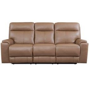 Bryant Tuscan Tan Leather 85" Lay Flat Power Reclining Sofa with Power Headrest and USB Charging