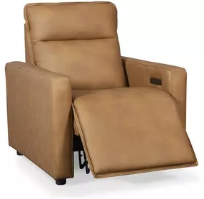 Adell Saddle Leather Lay Flat Power Recliner with Power Headrest and USB Charging