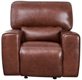 Broadway Brown Leather Glider Power Recliner with Power Headrest and USB Charging