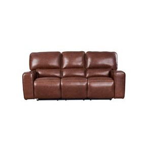 Broadway Brown Leather 89" Lay Flat Power Reclining Sofa with Power Headrest and USB Charging