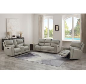 Lioran Cement Leather Zero Gravity Power Reclining Living Room Set with Power Headrest and USB Charging