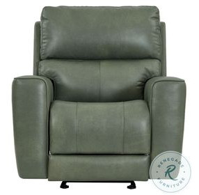 Laredo Sage Moss Leather Glider Power Recliner with Power Headrest