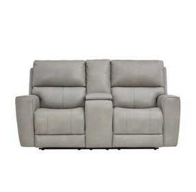 Laredo Cement Leather 77" Zero Gravity Power Reclining Console Loveseat with Power Headrest and USB Charging