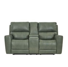 Laredo Sage Moss Leather 77" Zero Gravity Power Reclining Console Loveseat with Power Headrest and USB Charging