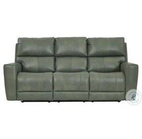 Laredo Sage Moss Leather 87" Zero Gravity Power Reclining Sofa with Fold Down Center Console and USB Charging